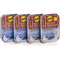 Los mejores  - Hoya Santoña Anchoas del Cantábrico - Pack 4 latas de 74g-14 filetes (296g-56 filetes). Elaboración Artesana con…